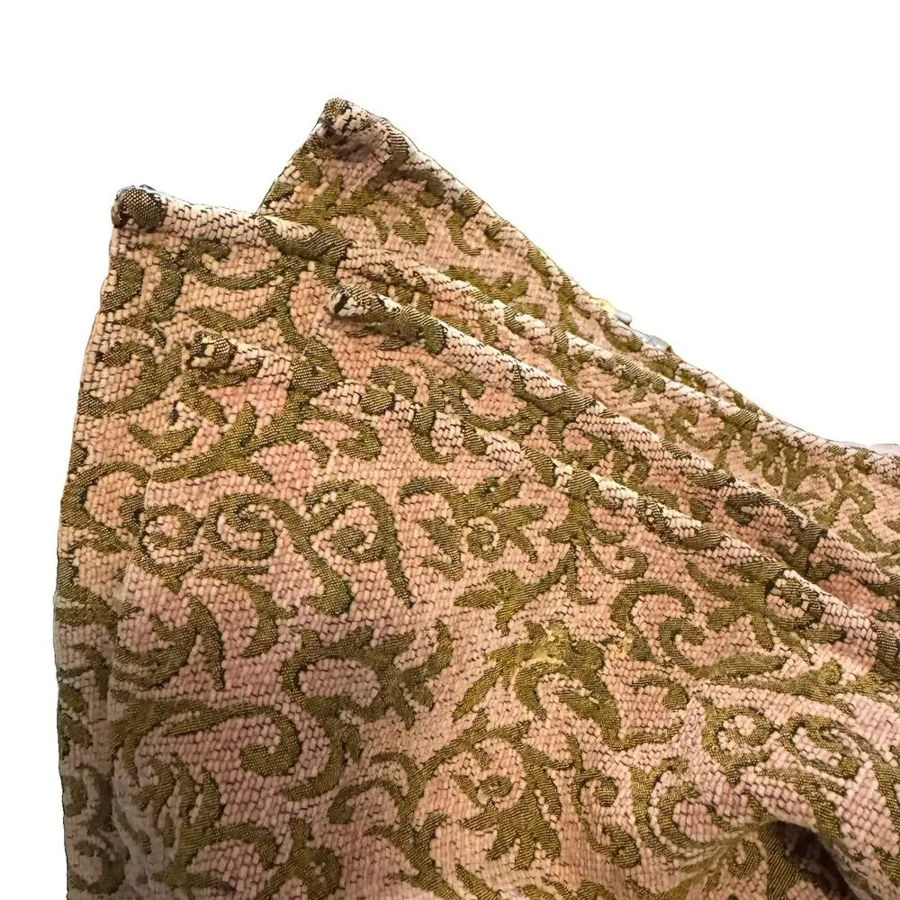 Set of 4 Vintage Brocade Placemats Pink & Ochre Damask Brocade Textile